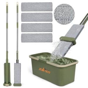 Flat Mop and Bucket with Wheels