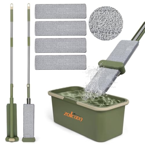 Flat Mop and Bucket with Wheels