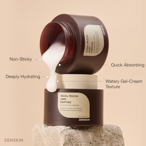 Snail Mucin and Peptide Skin Revive Cream | Deep Hydration, Anti-Aging Firming Moisturizer with 90% Snail Mucin & 5 Peptides for Smooth, Youthful, Radiant Skin, 100ml
