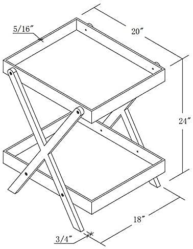 LIKENOW Furniture Acrylic Rectangular Tray Table with 2-Tier Storage,Clear,Modern,Assemble,20x18inch,High 24 Inch,16.5 LBS