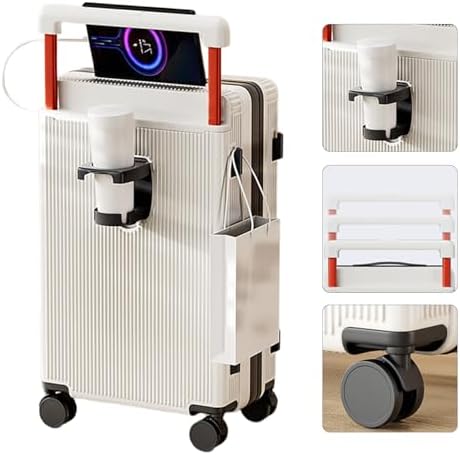 MOTIM حقيبة سفر Travel Suitcase with Wide Handle, Luggage Bag with Charging port, 360° Spinner Wheels, Lightweight Textured Hard Shell, Password Lock (22inch)