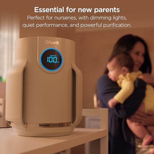 Shark NeverChange Air Purifier Compact Pro, Long-Lasting HEPA-Exceeding Filtration, For Pet Dander, Dust, Smoke, Allergens, Up to 250 sq. ft., Odor Neutralizer, Bedroom, Nursery, Dorm, HP072 (2025)