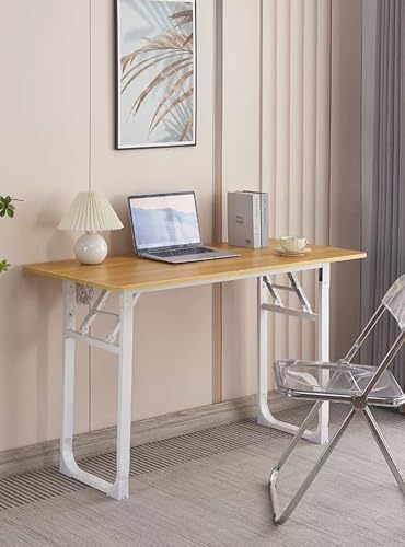 Adjustable Folding Desk No Install, Portable and Compact Computer Walnut Table Office Table for Home, Office, Study, Dining, Camping, Picnic, and BBQ (Yellow, 120 * 60 * 75cm)