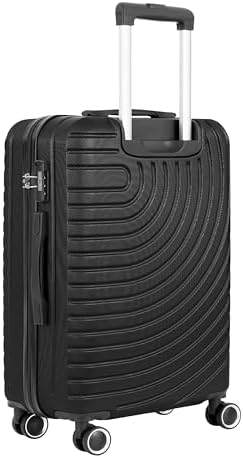 Parajohn Circles Series 1 Piece Durable Lightweight Medium Size 23 inches Carrying 20KG Material-ABS 8 Wheels Hardsided Travel Suitcase -Black