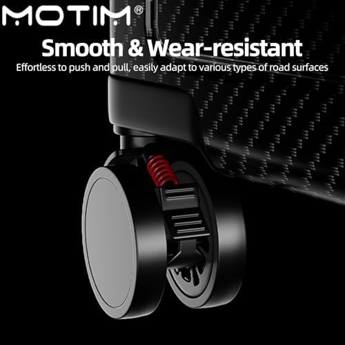 MOTIM Carry-on Suitcase for Women Men, Luggage with Charging Port, Travel Bag with 360° Spinner Wheels, Lightweight Textured Hard Shell, Password Lock, Black, hard side (22inch)