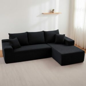 Brand Name Modern L Shape Sofa, Cloud Style Sectional Couch for Living Room, Comfortable Deep Seat Corner Sofa with Soft Fabric, Large Sofa Set Furniture for Home (black)