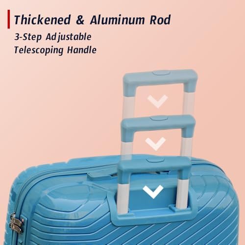 Hard Case 3 Piece Set (20/24/28 Inch) Luggage Lightweight Durable Wheeled Unbreakable Beige Suitcase, Secured Lock