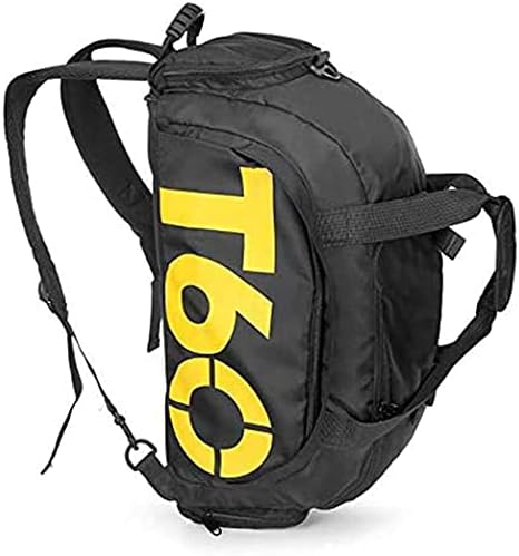 Sports Travel Gym Bag with Wet Pocket & Shoes Compartment for Men and Women (Black-Yellow)