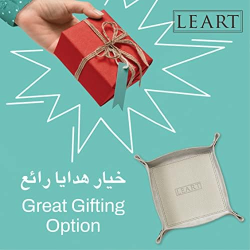 LEART Leather Valet Tray - Small & Compact Catchall Tray | Desk, Bedside, Home Entrance Entryway Organizer | Leather Tray for Keys, Coins, Stationary, Jewellery (Cream)