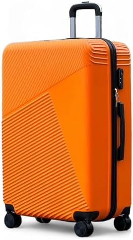 Hard Shell Lightweight 28 Inch (30-35kg) Orange Luggage, Smooth Wheels, Secured Lock