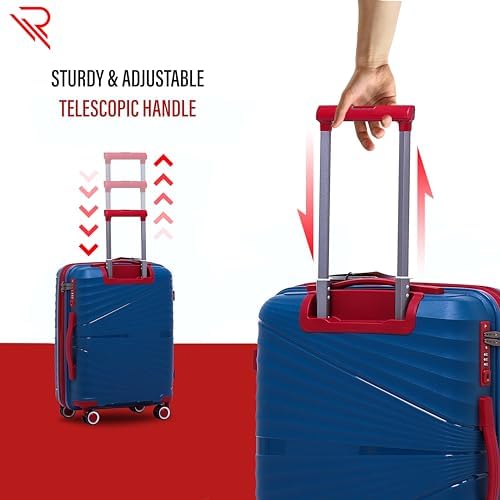 Reflection Classy PP Suitcase, Durable, Lightweight Hardshell, Telescopic Handle, Vertical Series Travel Luggage Trolley with 4 Quiet 360° Wheels and TSA Lock (28-Inch, Navy Blue)