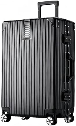 Wemart New Travel ABS Luggage Set, Hard Travel Trolly Bag with Carry On Cabin Size, Combination Lock and 4 Spinner Wheels, 20/24/28 Inches (Black, 28-inch)