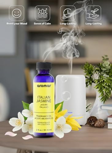 Aromar Spa Aromatic Oil – Italian Jasmine Fragrance, 59.15ml | Luxurious Floral Essential Oil for Diffusers, Humidifiers & Candles | Romantic, Long-Lasting Home Aroma for Relaxation & Elegance