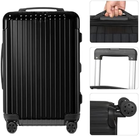 MOTIM حقيبة سفر خفيفة الوزن Travel Suitcase Luggage Bag with 360° Spinner Wheels, Lightweight Textured Hard Shell (Black, 26inch)