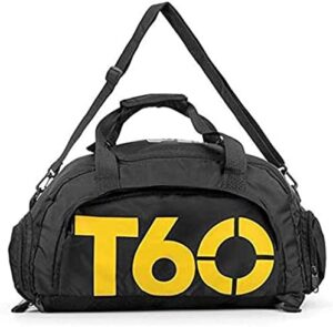 Sports Travel Gym Bag with Wet Pocket & Shoes Compartment for Men and Women (Black-Yellow)