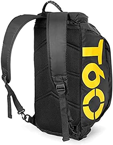 Sports Travel Gym Bag with Wet Pocket & Shoes Compartment for Men and Women (Black-Yellow)