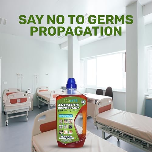 ECOLYTE+ Antiseptic Disinfectant, Premium Liquid for Effective Germ Protection Antibacterial & Personal Hygiene, Versatile & Effective, Used in Bathing, Laundry, All purpose Cleaner (1 Liter)