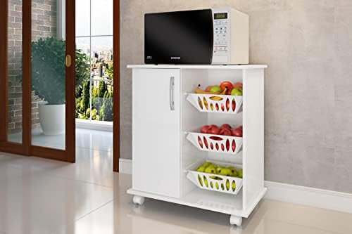 Danube Home Ledian Single Door Fruit Cabinet | Sturdy Home Kitchen Organiser | Modern Design Furniture For Dining Room, Living Room, Kitchen L 68 X W 40 X H 74 Cm White
