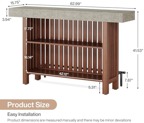 Tribesigns 160cm Large Home Bar Unit, 2-Tier Mini Bar Table Height Pub Table with Footrest, Modern Coffee Bar Cabinet for Home Kitchen, Bistro, Dining Room, Living Room