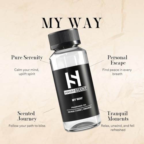 My Way Luxury Essential Oil – Hotel Collection, 120mL (4.05 fl oz) – Diffuser Oil for Home, Office, Aromatherapy – Oud Wood, Leather, Sandalwood, Cedar, Premium Scented Oil Blend