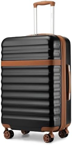 KONO Luggage Bag 24 Inch, Expandable Check-In Suitcase with ABS+PC Hard Shell, 360° Silent Spinner Wheels and TSA Combination Lock for Business Travel and Vacation(Black)