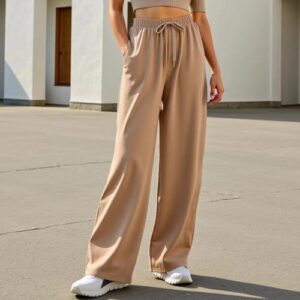 Womens Pants, Lounge Pants with Drawstring Waist and Wide Leg Casual Work Pant for Home Wear, Outdoor Activities