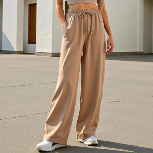 Womens Pants, Lounge Pants with Drawstring Waist and Wide Leg Casual Work Pant for Home Wear, Outdoor Activities
