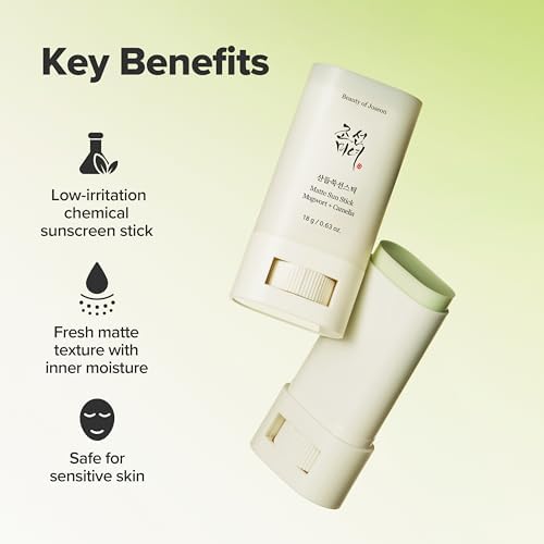 Beauty of Joseon Matte Sun Stick Mugwort Camelia for face Korean Sunscreen moisturizing with SPF 50 PA++++ Sebum Control No white Cast skincare for Women and Men 18g