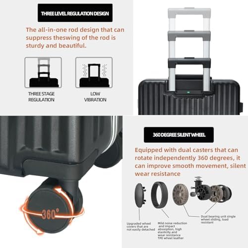 Wemart Travel ABS Luggage, Carry On Cabin Travel Trolley Bag with Combination Lock and 4 Spinner Wheels,ABS+PC Harshell (Black 20 Inch)