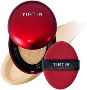 TIRTIR Mask Fit Red Cushion Foundation | Japan's No.1 Choice for Glass skin, Long-Lasting, Lightweight, Buildable Coverage, Semi-Matte (24W Soft Beige, 18g (Pack of 1))