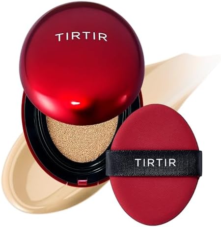 TIRTIR Mask Fit Red Cushion Foundation | Japan's No.1 Choice for Glass skin, Long-Lasting, Lightweight, Buildable Coverage, Semi-Matte (24W Soft Beige, 18g (Pack of 1))