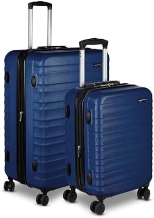 Amazon Basics 2-piece set Hardside spinner Luggage- 21/30 inch (55/78 cm), Material: ABS, Navy blue
