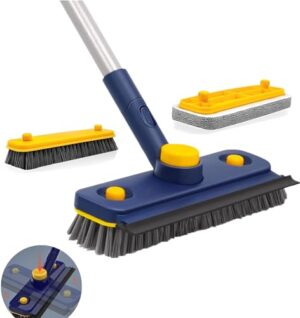 Generic 3 in 1 Floor Scrubber Brush with Long Stainless Steel Handle