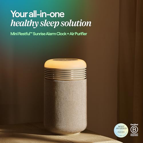 BLUEAIR Purifier for Bedroom - Mini Restful - Sunrise Clock with HEPASilent Filtration and Wake Up L