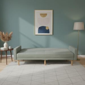 Multi Home Furniture Grey Sofa Cum Bed – Sofa Bed 3 Seater, Convertible Foldable Bed, Sofa Bed with Wooden Legs, Soft PU Upholstery Folding Bed for Living Room Furniture, Bedroom Furniture & Couch