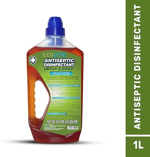 ECOLYTE+ Antiseptic Disinfectant, Premium Liquid for Effective Germ Protection Antibacterial & Personal Hygiene, Versatile & Effective, Used in Bathing, Laundry, All purpose Cleaner (1 Liter)