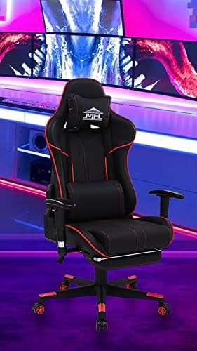 Multi Home Furniture Black & Red Gaming Chair – PU Leather Gaming Chair with Swivel Chair Wheels, Footrest, Adjustable Armrest, Lumbar Support & Back Support – Ergonomic Chair for Home & Gaming Chair