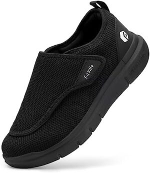 FitVille Shoes for Men Extra Wide Slip-on for Swollen Feet Adjustable Walking Shoes-EasyTop Wings V2
