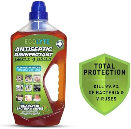 ECOLYTE+ Antiseptic Disinfectant, Premium Liquid for Effective Germ Protection Antibacterial & Personal Hygiene, Versatile & Effective, Used in Bathing, Laundry, All purpose Cleaner (1 Liter)