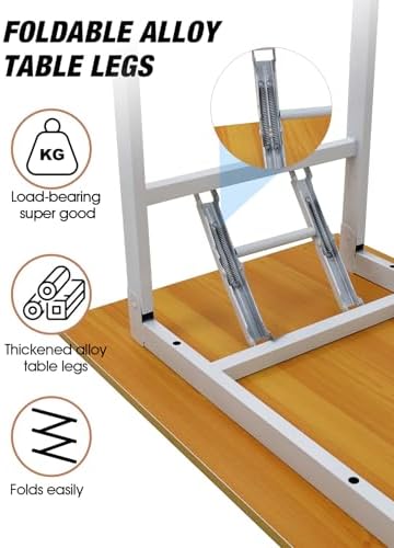 Adjustable Folding Desk No Install, Portable and Compact Computer Walnut Table Office Table for Home, Office, Study, Dining, Camping, Picnic, and BBQ (Yellow, 120 * 60 * 75cm)