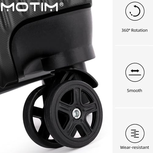 MOTIM حقيبة سفر خفيفة الوزن Travel Suitcase Luggage Bag with 360° Spinner Wheels, Lightweight Textured Hard Shell (Black, 26inch)