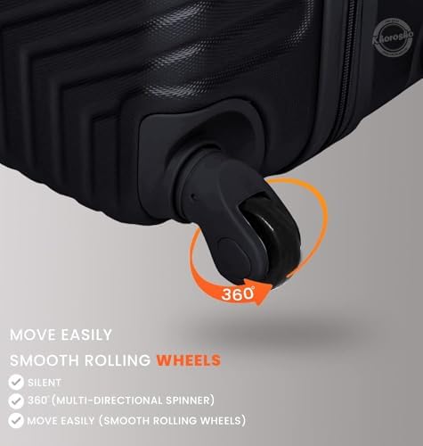 Luggage Set of 2 – 20/28 Inch ABS Hardside Suitcases with 4 Spinner Wheels & Combination Lock + Expandable Multi-Pocket Duffle Bag (Black, Set of 2)