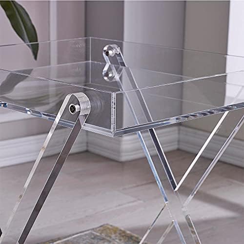 LIKENOW Furniture Acrylic Rectangular Tray Table with 2-Tier Storage,Clear,Modern,Assemble,20x18inch,High 24 Inch,16.5 LBS