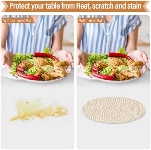 Trivet Mats Set for Hot Dishes, 5 Heat Resistant Pot Holders for Kitchen, Home Essentials, Anti Stain Hot Pads for Hot pots and Pans, Fall Decorations for Home, 7 Inches(Brown)