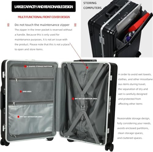 Wemart Travel ABS Luggage, Carry On Cabin Travel Trolley Bag with Combination Lock and 4 Spinner Wheels,ABS+PC Harshell (Black 20 Inch)