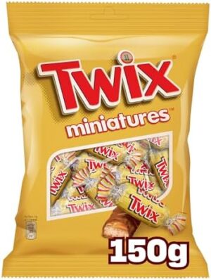 Twix Original Chocolate Miniatures, 150g, Miniature Bars of Twix Chocolate, Crispy Biscuit Candy Bars Layered with Caramel and Milk Chocolate