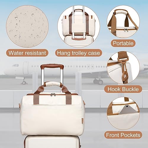 Kono Luggage Sets of 2 Piece Lightweight 52x38x21cm ABS Hard Shell Travel Carry on Suitcase with TSA Combination Lock + Ryanair 40x20x25cm Cabin Bag (Cream White, 20 Inch Luggage Set)