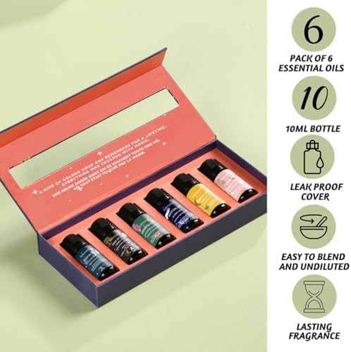 Folkulture Essential Oil Set for Diffusers for Home, Set of 6 Fragrance Oils or Aromatherapy Oils - White Sage, Balsa Cedarwood, Orange, Green Tea, Ocean Salt, Rose | Ramadan Gifts Set (Magic Hour)