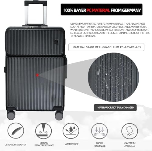 Wemart Travel ABS Luggage, Carry On Cabin Travel Trolley Bag with Combination Lock and 4 Spinner Wheels,ABS+PC Harshell (Black 20 Inch)