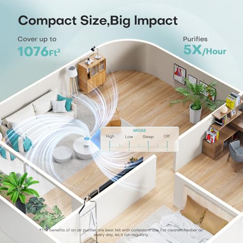 Air Purifiers for Home with H13 True HEPA Filter Up to 1076 Ft² for Pet Hair